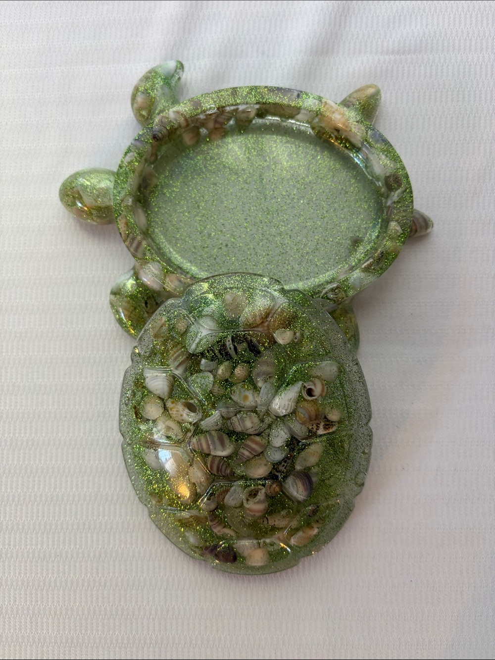 Handmade Green Turtle with seashells Trinket Box
5”x3” - Picture 4 of 4